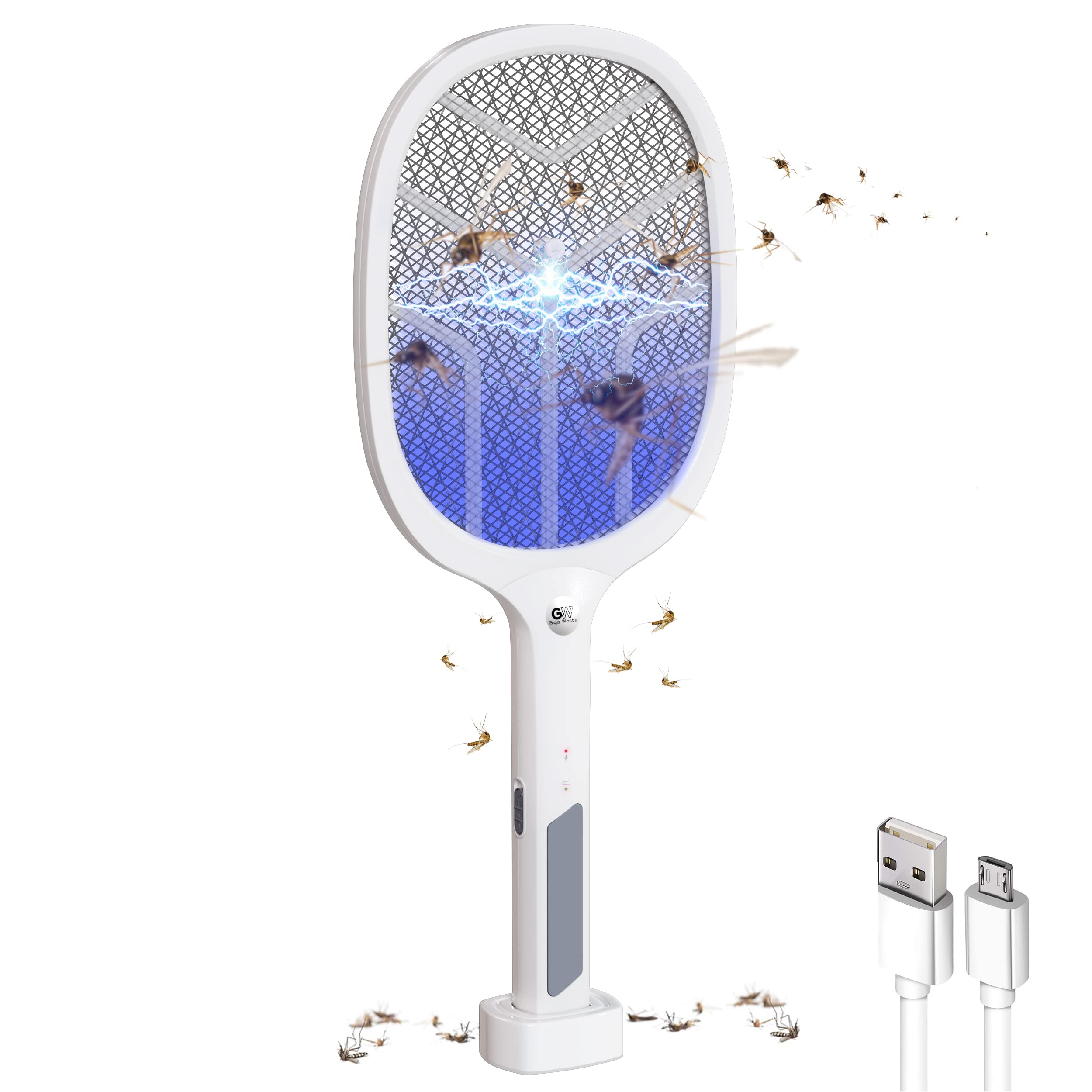 GIGAWATTS with GW Autokill 2-in-1 Mosquito Racket 1200mAh Battery USB Charging LED Light Insect Bugs Trap Fly Swatter for Indoor Home Outdoor (White, 3-Months Warranty, Charged Before First USE) (B0BTDFZBBV) Amazon Price History, Amazon Price Tracker