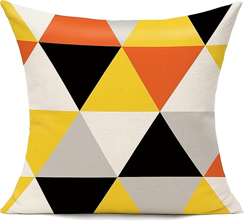 Miniatura 4 de All Smiles Juego de 4 fundas amarillas de cojín para exteriores de 18 x 18 pulgadas, coloridas y divertidas, estéticas modernas de mediados de