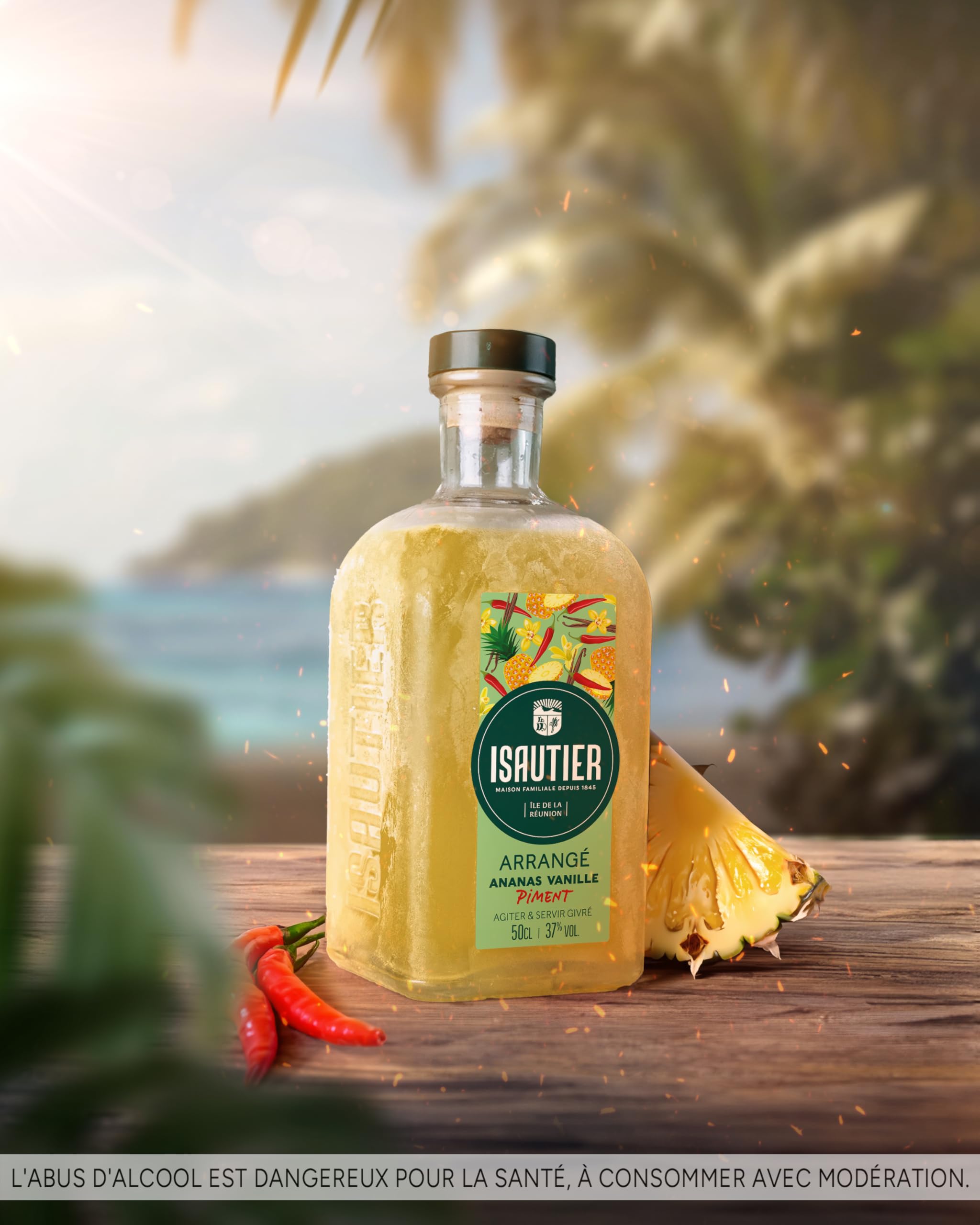 Isautier - Rhum Arrangé Ananas Vanille Piment - Ile de la Réunion - 37° (1 x 0,5L)