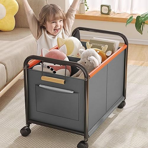 Miniatura 8 de Organizador de juguetes para niños con ruedas para dormitorios, salas de juguetes, salas de juegos, puede contener juguetes, libros, ropa,
