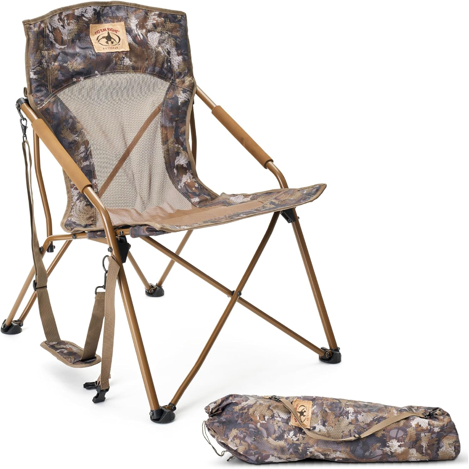 Rig'Em Right Waterfowl CampHunter Hunting Chair with Steel Frame and Carrying Straps, Gore Optifade Timber