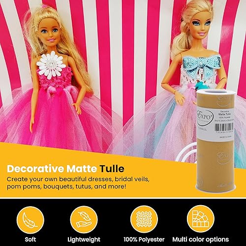 Miniatura 91 de Expo International Tul mate decorativo, tela de tul de poliéster ligero para tutús, disfraces y decoraciones de fiestas, lavable, fácil de usar, 6
