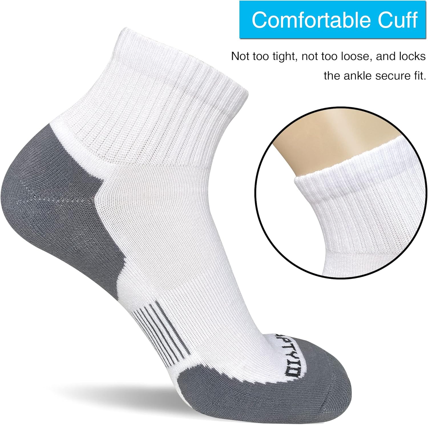 APTYID Men's Athletic Running Quarter Ankle Socks (6 Pairs) - Image 6