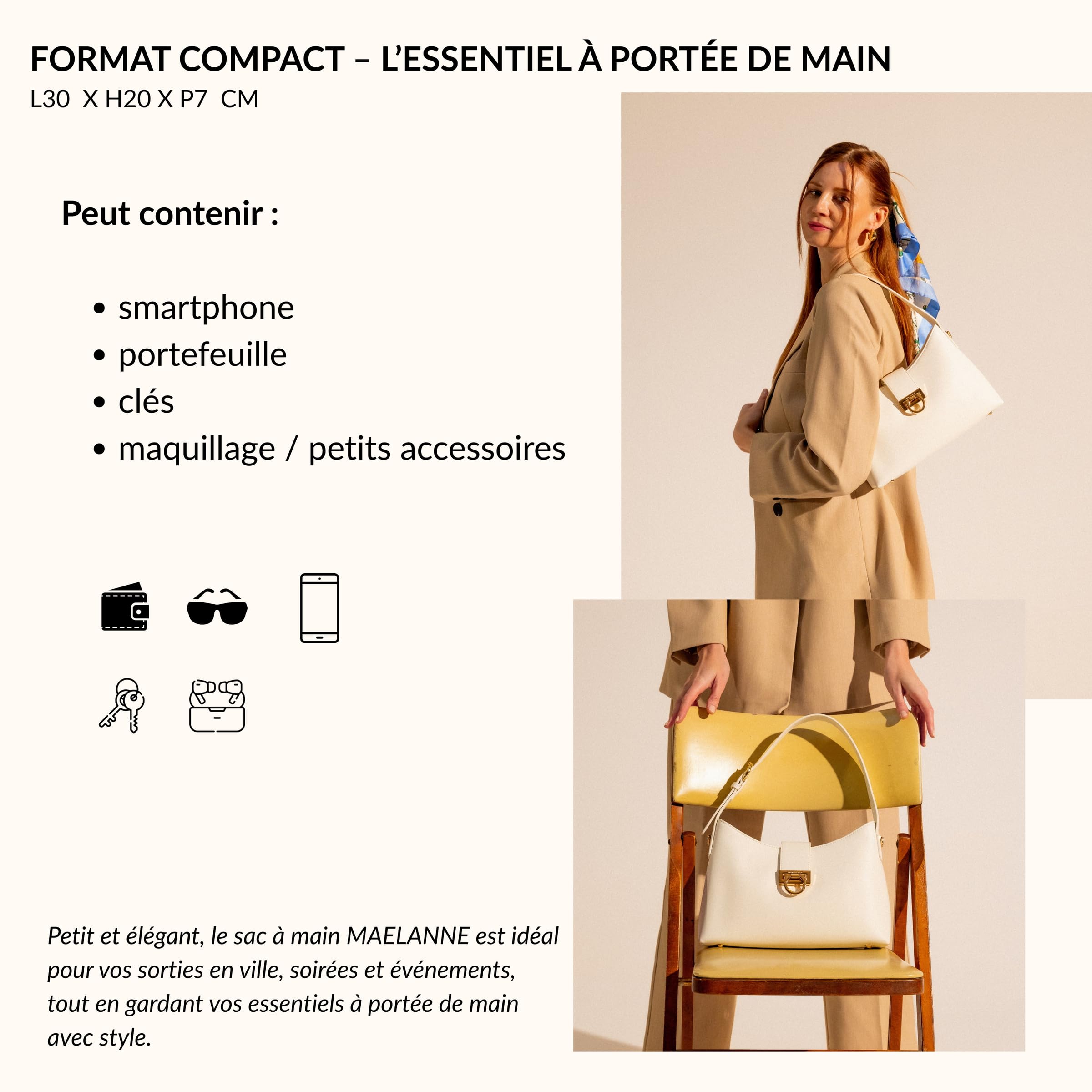 David Jones - Bolso de mano para mujer y ciudad, bandolera de piel sintética lisa, talla mediana, para llevar a mano, para fiestas de fin de semana, elegante y clásico