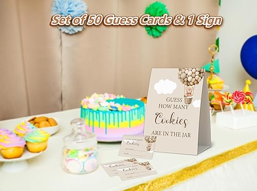 Miniatura 4 de Juego de ducha de globo de aire caliente, cuántas galletas, juegos de baby shower, juego de ducha de boda, decoración de baby shower, género neutro,