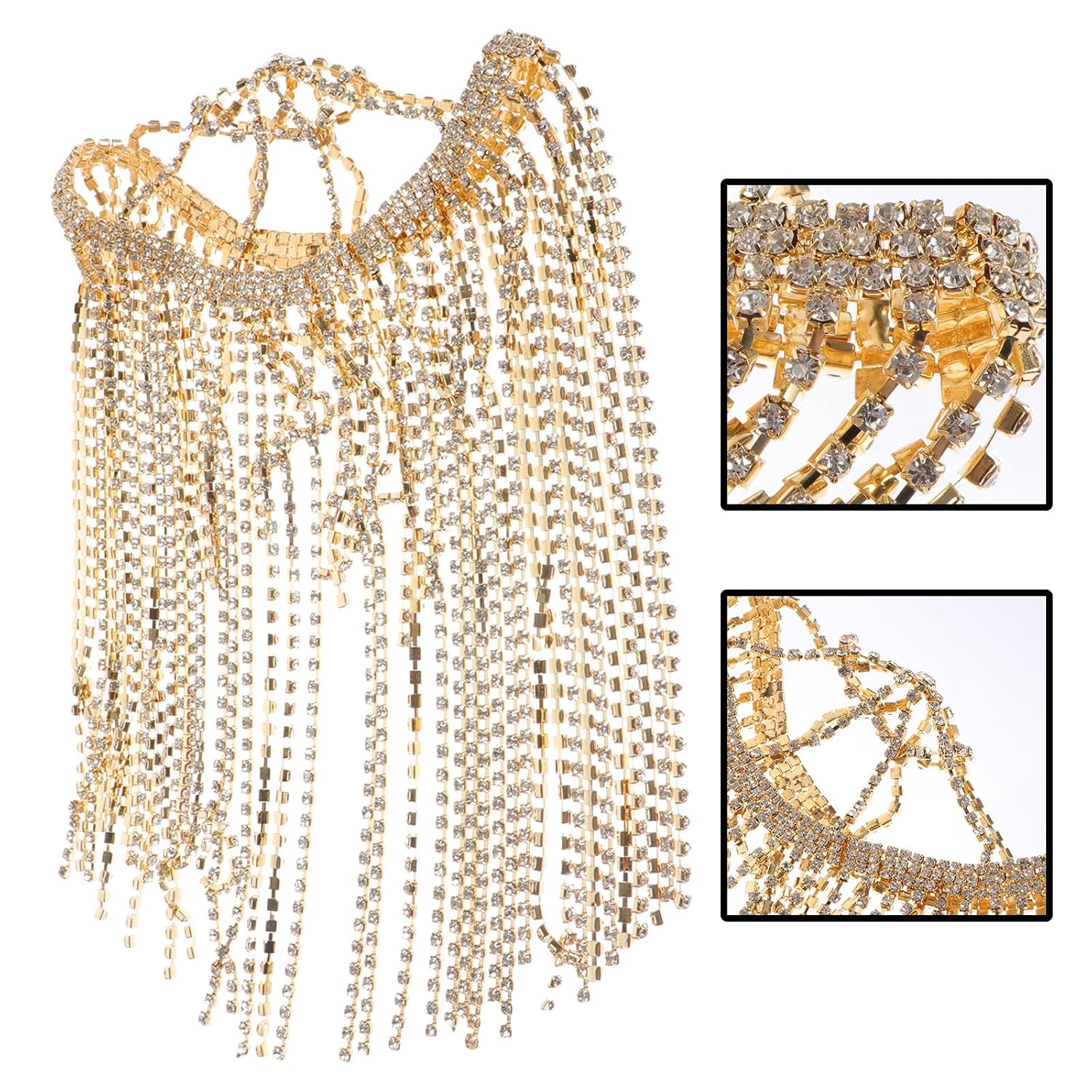 Mipcase Rhinestone Tassel Head Chain with Alloy for Brides and Performers