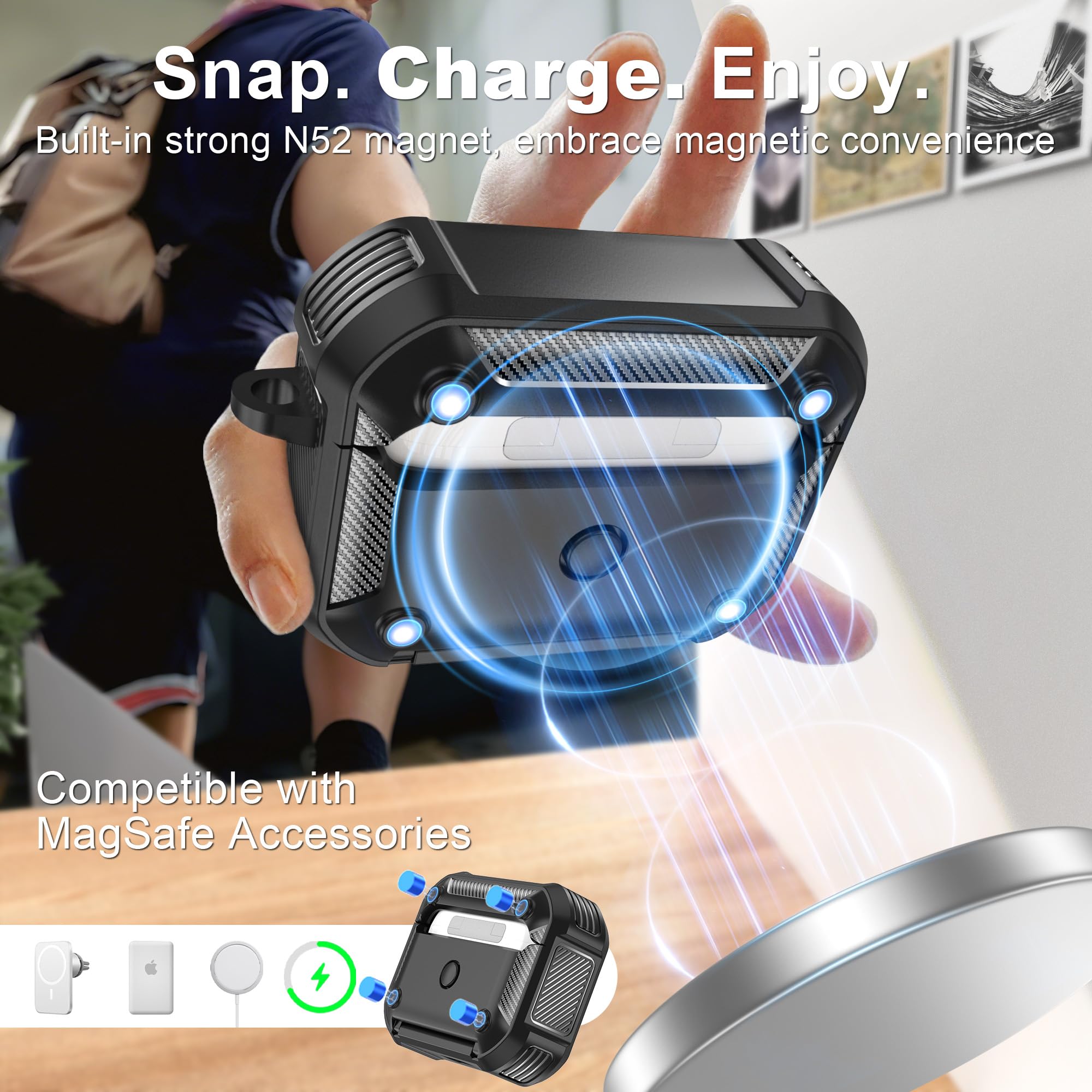 Étui de Protection Compatible AirPods Pro 3e Génération avec Support Téléphone Noir