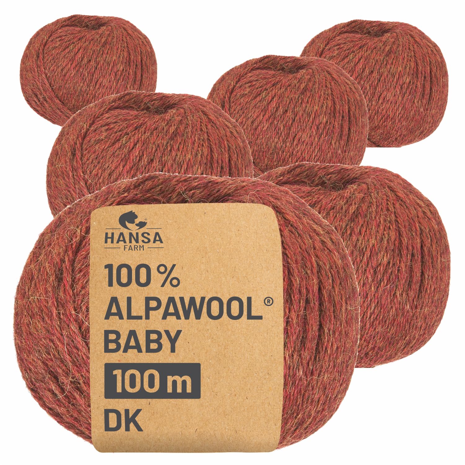HANSA-FARM 100% dziecięca wełna alpaka podwójna dzianina w 50 kolorach (bez zadrapania) - zestaw 300 g (6 x 50 g) - miękka wełna alpaka dla dzieci do robienia na drutach i szydełkowania w 6 rozmiarach przędzy jesienne liście wrzos