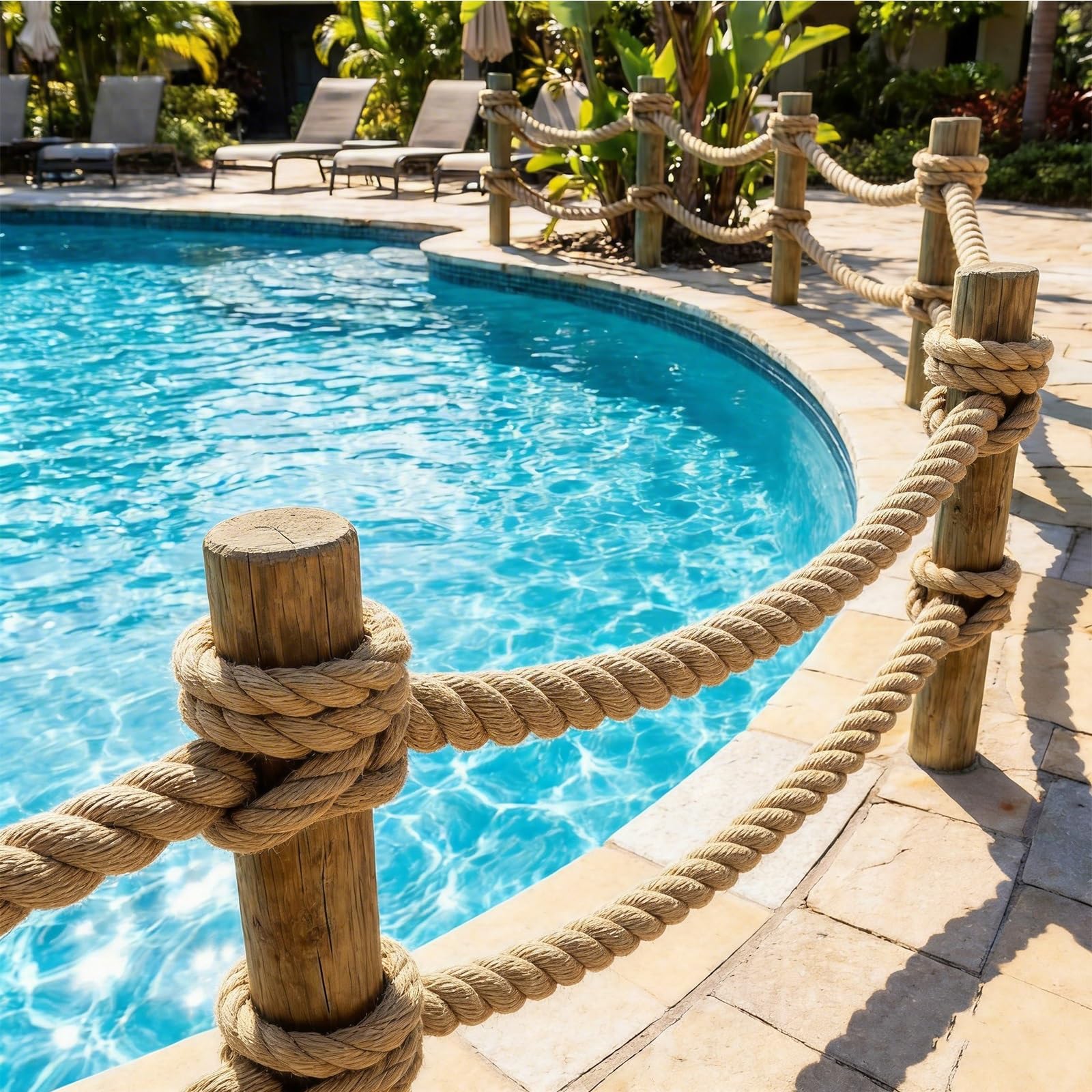 Corde de Jute Robuste, Corde de Chanvre torsadée Durable de 10 m, pour clôtures de Piscine, quais, rambardes, amarres de Bateau, balançoire, tir à la Corde, décoration de Jardin et clôture d