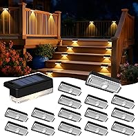 AUDERWIN Solar Deck Lights Outdoor 16 Pack - Waterproof Solar LED Step Lights for Stairs, Fence, Patio, Yard, Pathway (Warm White Glow)