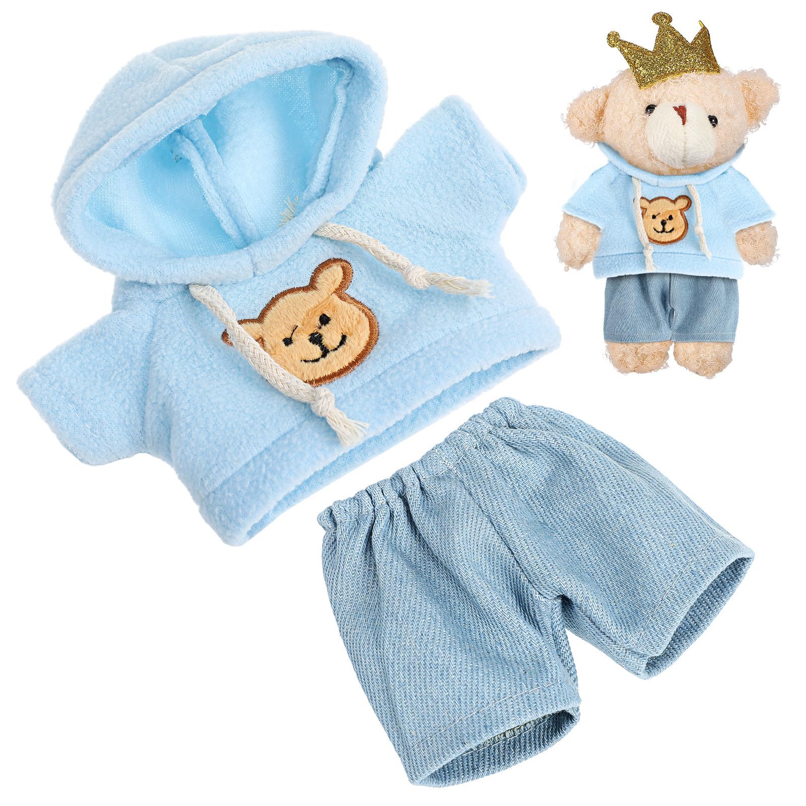 GALPADA Doll Clothes Kit: Bear Clothes Cute Stuffed Animal Doll Accessories Plush Toy Hoodie with Pants Set 20cm Bear Outfit for Plush Stuffed Toys