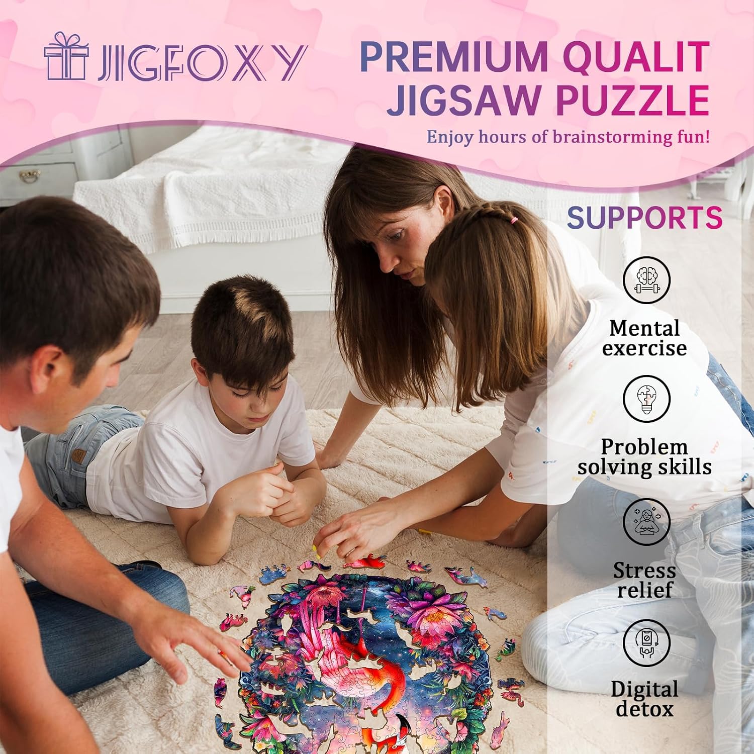 Jigfoxy Wooden Puzzles for Adults, Flamingo Wood Puzzle for Adults, Unique Animal-Shaped Wooden Jigsaw Puzzle, Christmas Thanksgiving Gifts for Family and Friends (L-13.3 * 12.9in-260pcs)