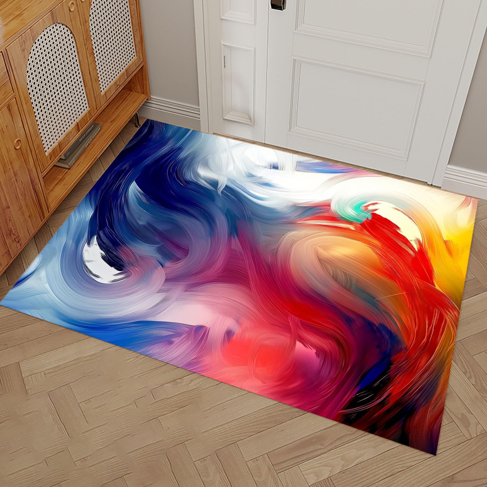 Paillasson absorbant 50x80cm dégradé tourbillon coloré pour entrée cuisine et couloir