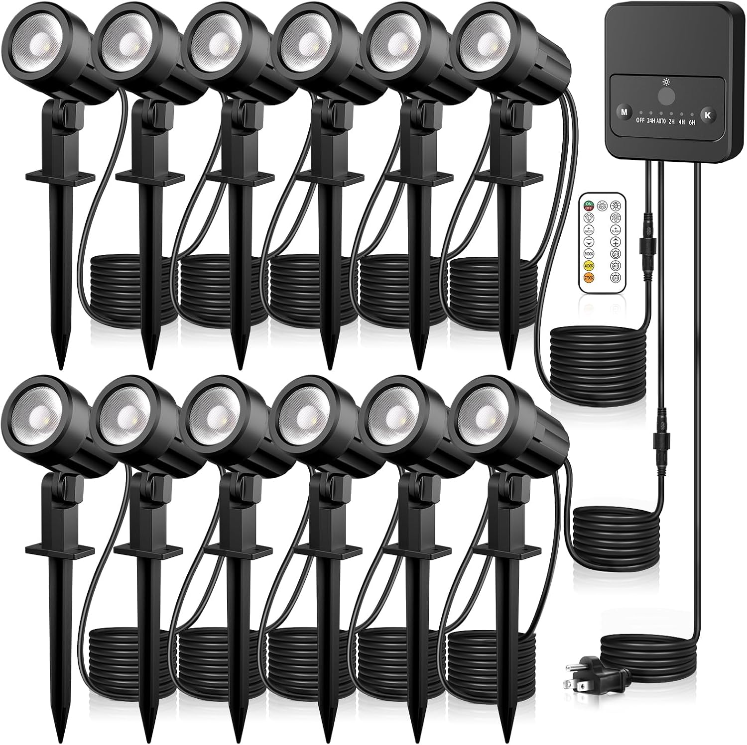Landscape Lighting Kit 2700-6500K Dimmable Outdoor Spotlights 12 Pack