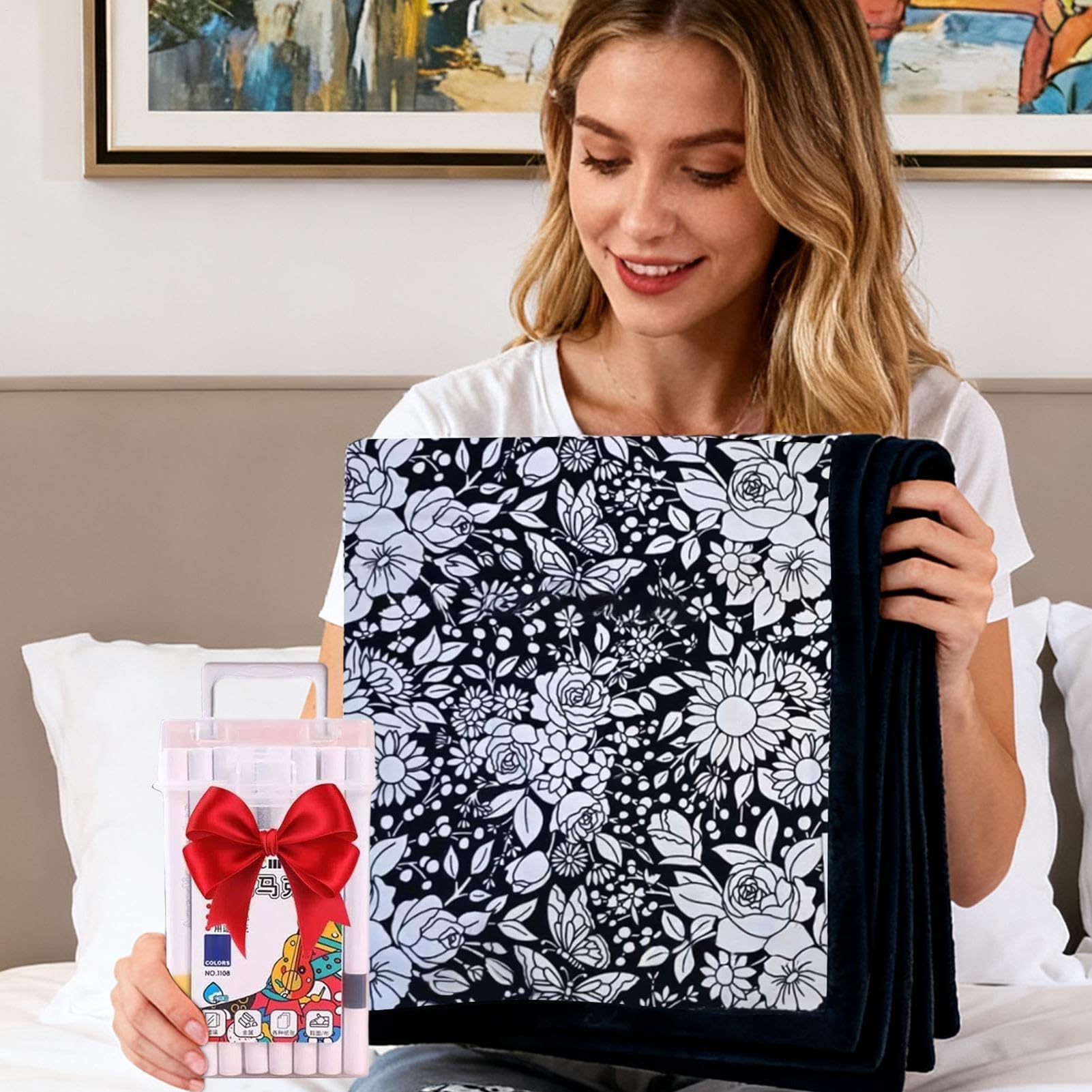 DIY Maldecke - DIY Maldecke mit 12 Stiften | waschbare Textilmalstifte für Kinder und Erwachsene kreatives Kunstprojekt für Geburtstag, Zuhause, Schlafzimmer, Aktivität Fa