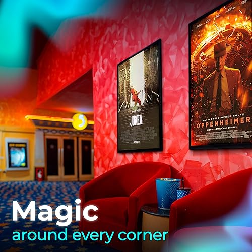 Miniatura 7 de NexaFrame - Marco de póster de película retroiluminado LED, caja de cine negra de 24 x 36 pulgadas para carteles, luces de arte de pared enmarcadas