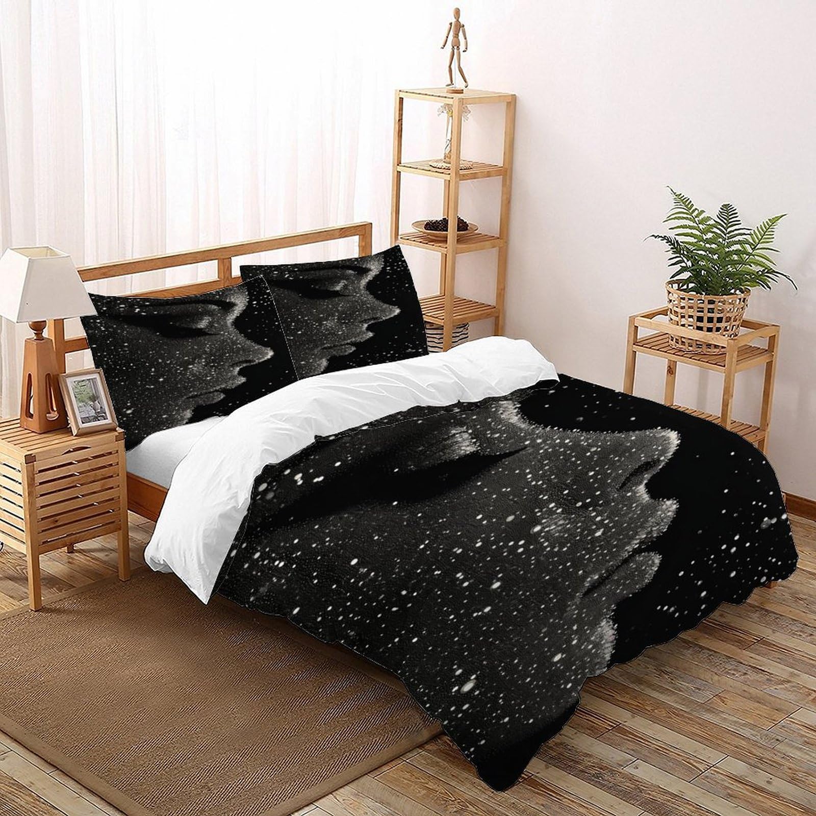 Housse de couette starry sky girl parure de lit double 200x200 avec taies d'oreiller