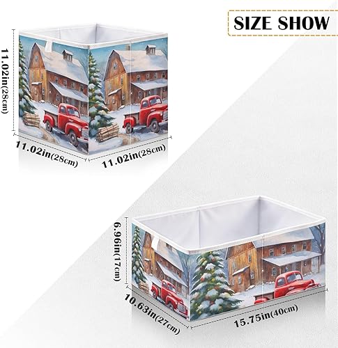 Miniatura 2 de Christmas Winter House Truck Cube Storage Bin Fabric Storage Cubes Foldable Storage Box Large Closet Organizers Baskets Containers for Shelves