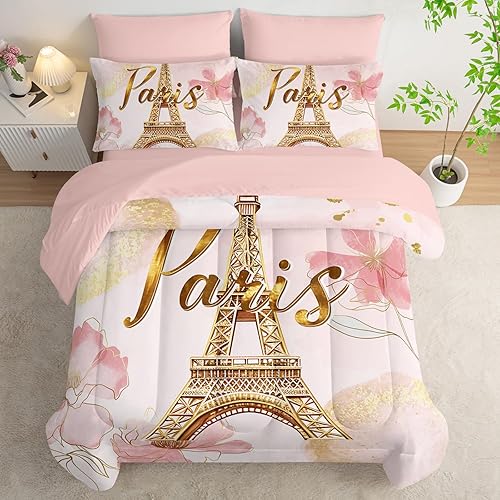 Vista 16 de AILONEN Juego de edredón con estampado de leopardo y rosas para niñas, mujeres, parejas, amantes, 7 piezas en una bolsa, tamaño completo, con Rose3