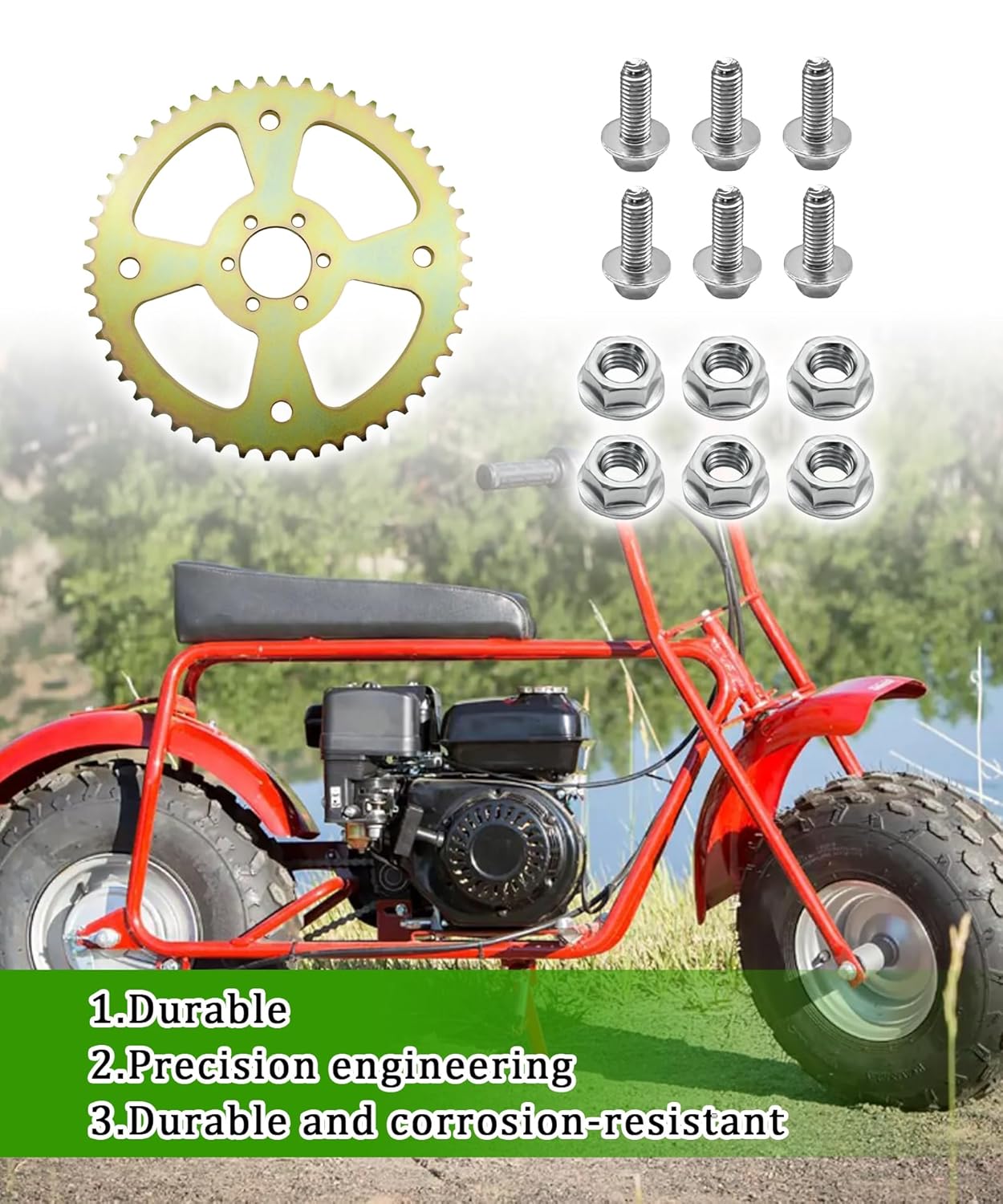 Upgrade 420 Chain 60T 6 Holes Sprocket # 40 41 420 Fits for Coleman CT100U CC100X Baja Doodle Bug DB30 Motovox MBX10 Mega Moto MMB80 105 Mini Bike (60T 6 Holes)
