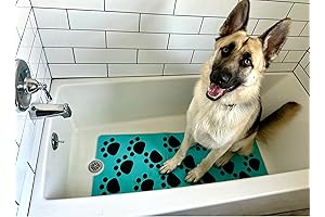 Extra Large Dog Bath Mats for Shower -- Non Slip Cyan Dog Bathing Shower Mat