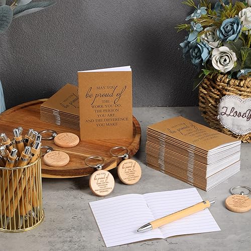 Miniatura 5 de Kosiz Juego de 200 juegos de regalo de agradecimiento de Navidad para empleados profesores, cuadernos de bolsillo de papel de estraza de papel de