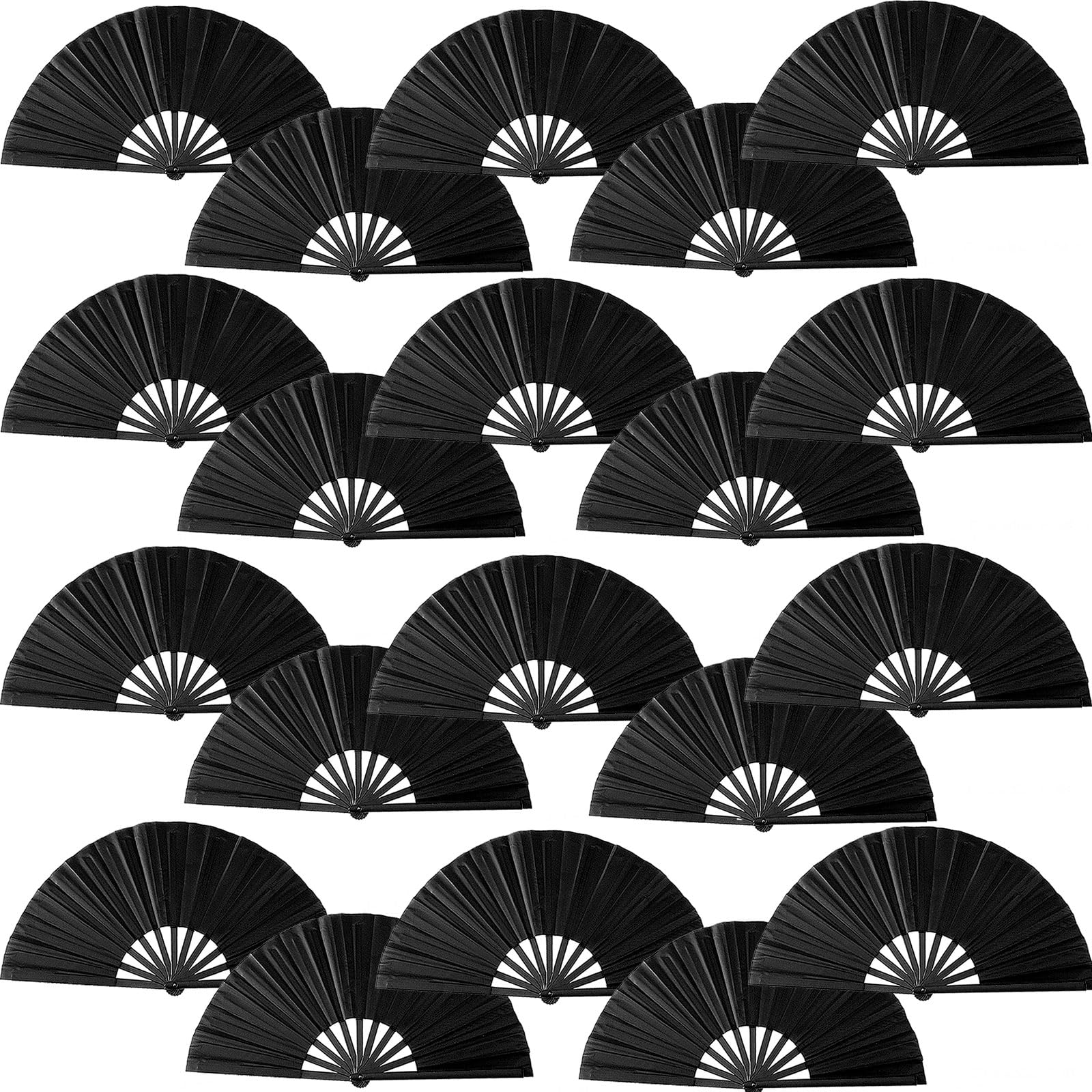 Oncpcare 20 Pcs Hand Fans for Line Dancing Bulk, Chinese Kung Fu Tai Chi Hand Fans for Women Foldable for Festival Dance Party (Black) โ image 1
