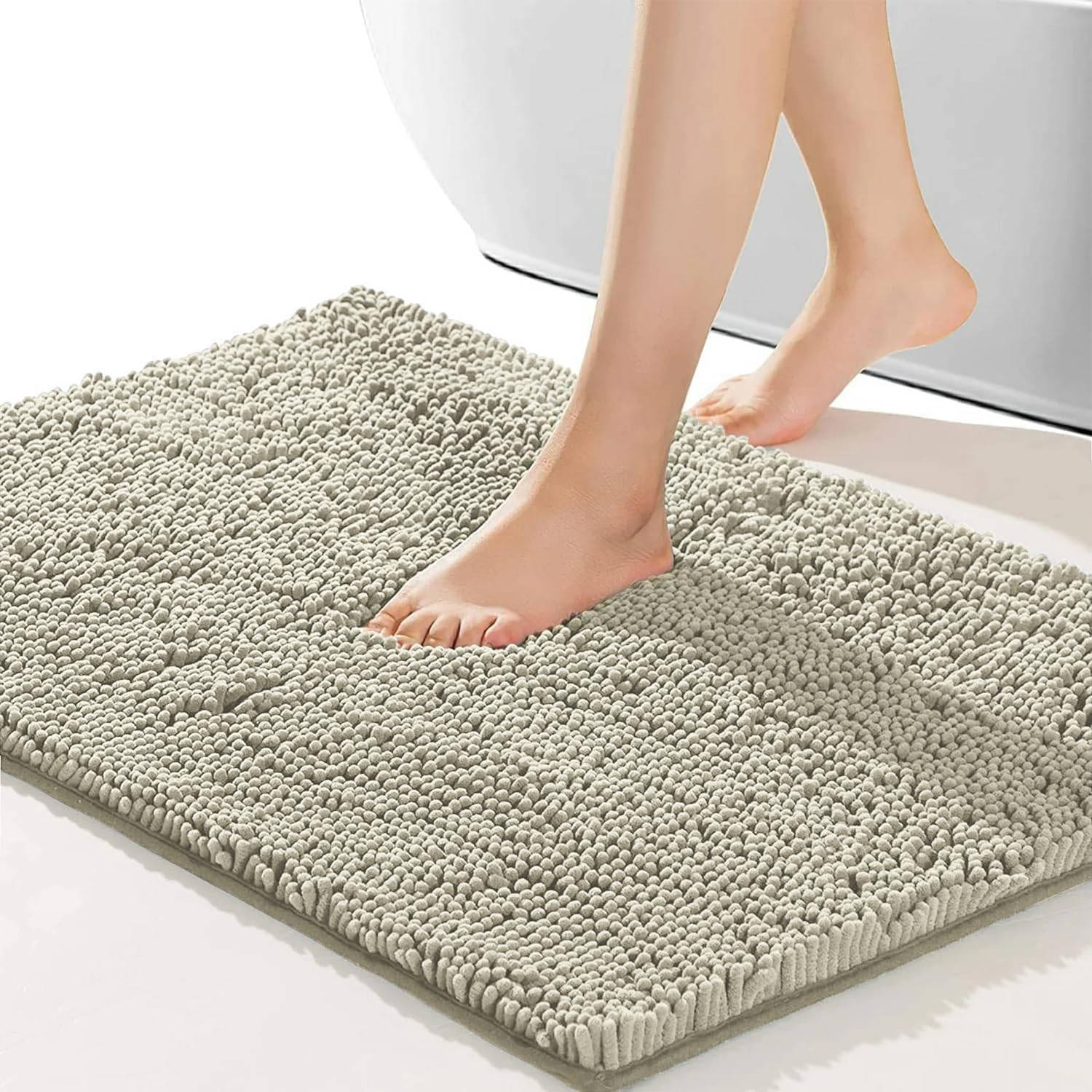 Chenille Bathroom Rugs Mat,31"x59"Washable Soft Shower Shag Bath Rugs Bathroom Rugs Bath Rugs for Bathroom Non Slip Bath Mats Extra Thick,Bathroom Runner Bathmat Accessories Decor,Beige