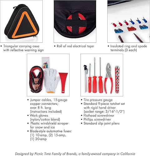 Miniatura 77 de PICNIC TIME NFL - Kit de emergencia para automóvil, seguridad en carretera, asistencia lateral con cables de puente y kit de herramientas