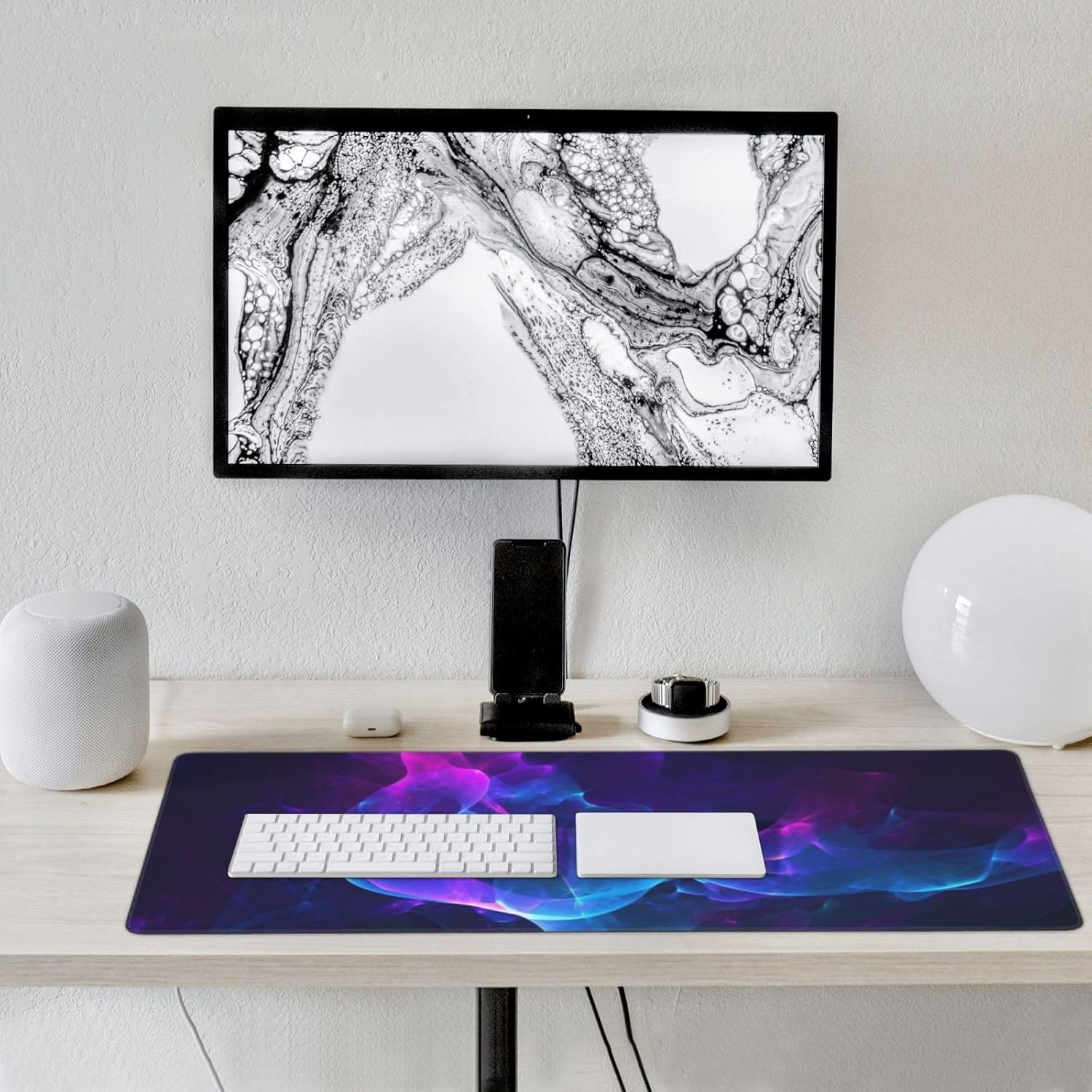 Large Gaming Mousepad with Non-Slip Rubber Base Extended Laptop Desk Pad 35.5x16 inch Long Computer Keyboard MouseMat Cool Blue and Purple Mousepad for Home Office Work