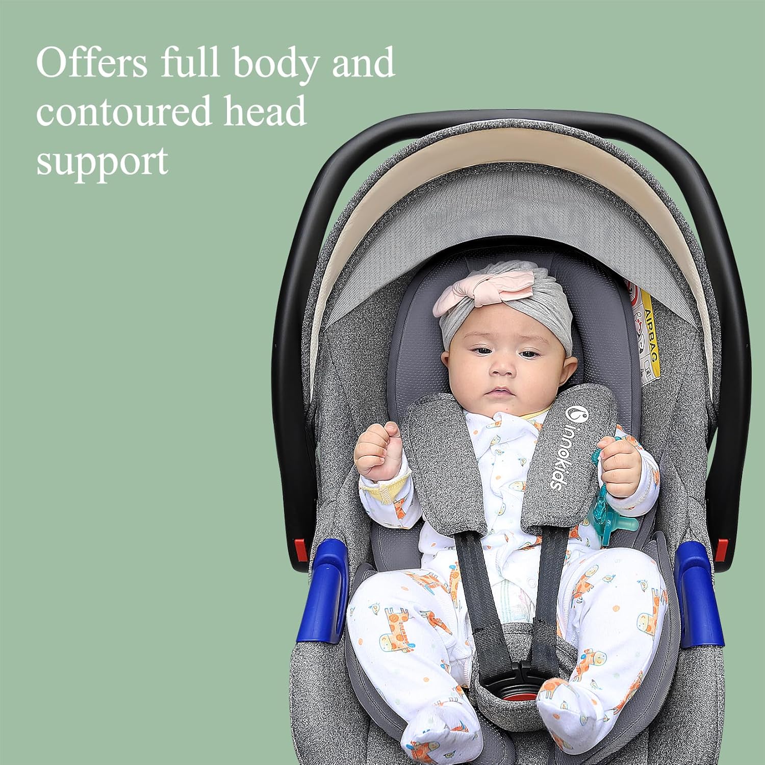 Innokids Infant Car Seat Insert, Car Seat Head and Body Supports for Babies, Soft Car Seat Insert Cushion Pad Suit for Infant Car Seats and Baby Strollers(Grey)