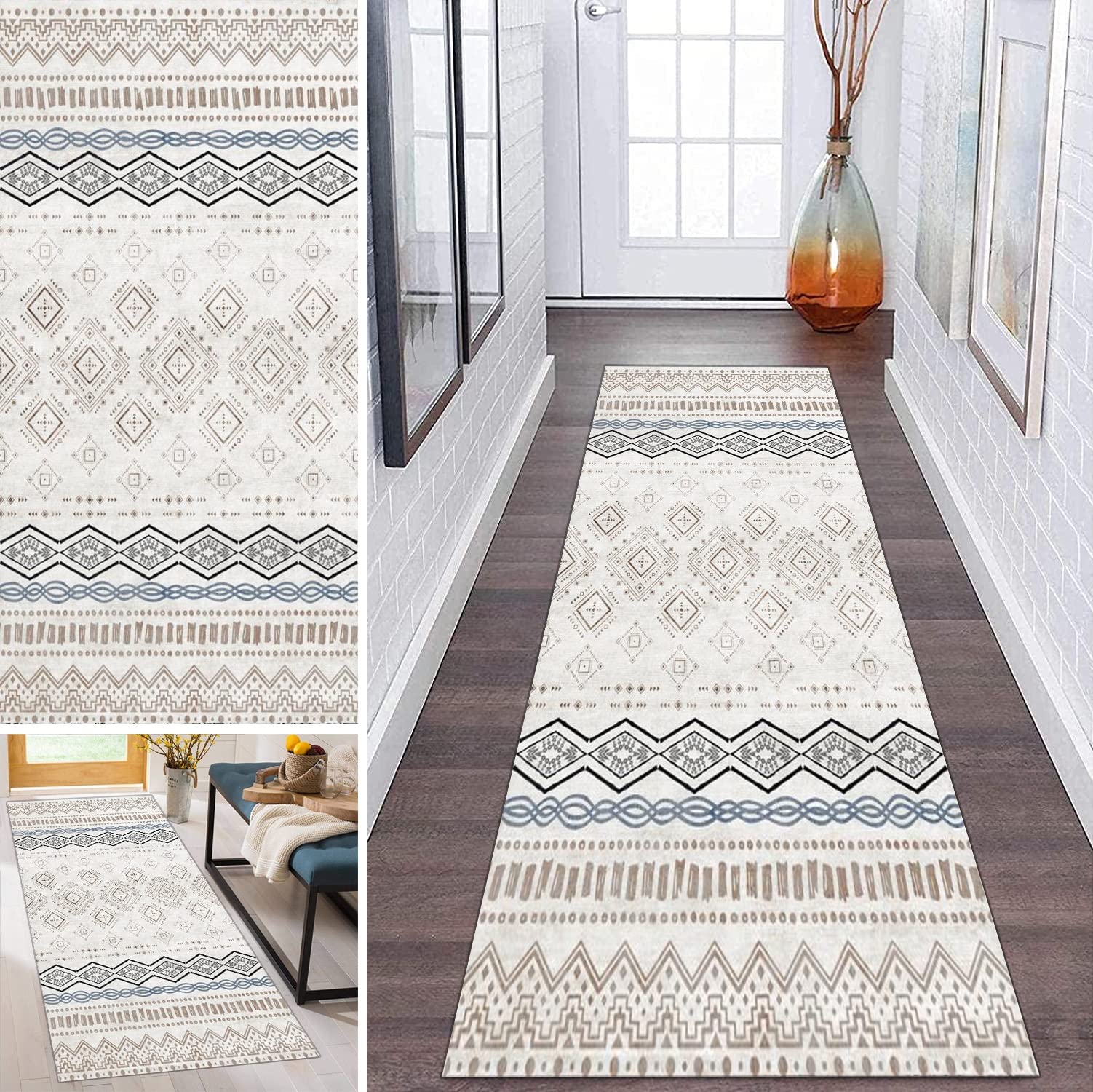 Tapis de couloir marocain moderne pour sécuriser les sols glissants du salon