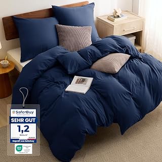 BEDSURE Bettwäsche 135x200 4teilig Mikrofaser - Marineblau, 80x80 Kissen