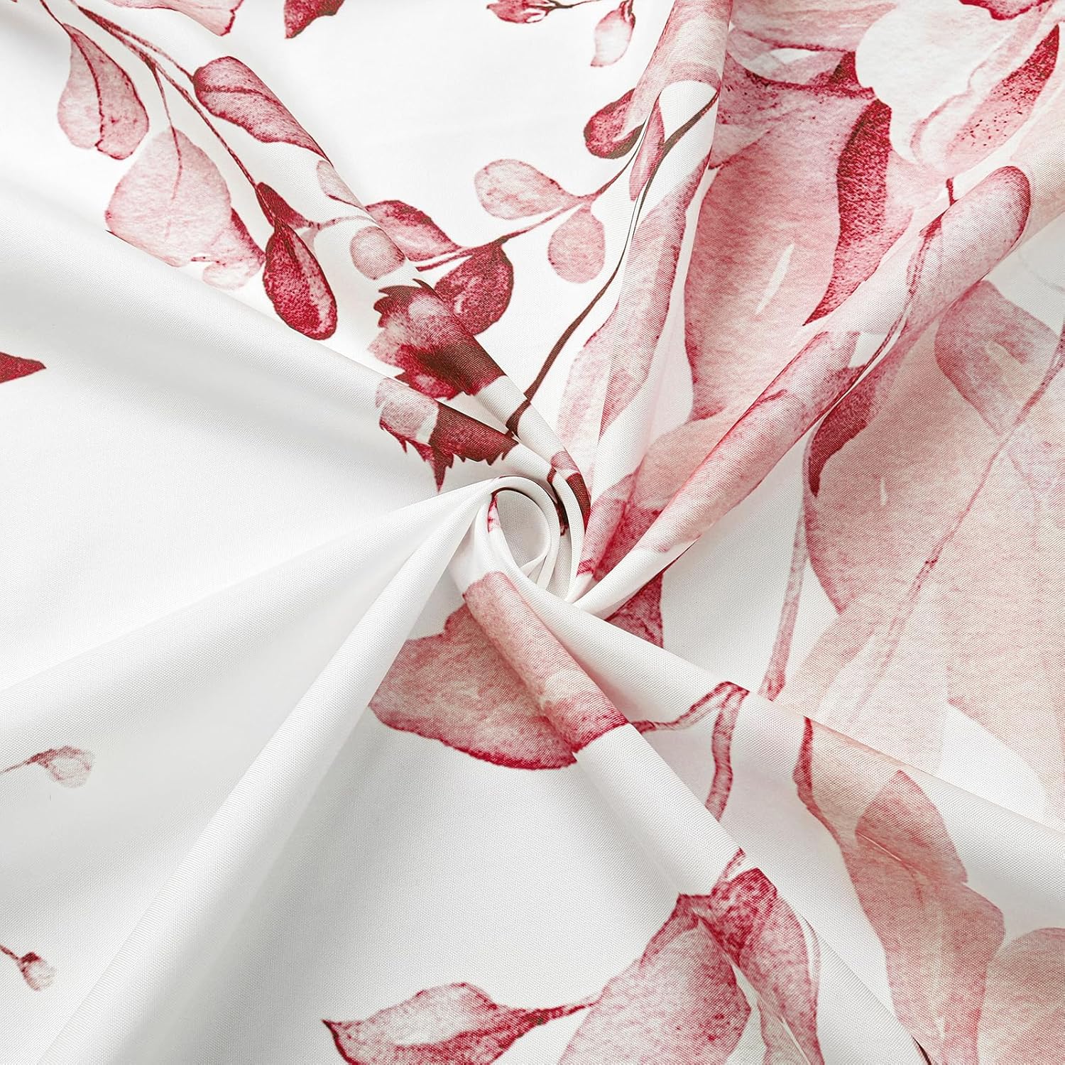 Gibelle Pink Eucalyptus Shower Curtain, Watercolor Plant Leaves with Floral Bathroom Shower Curtain Set, 72x72