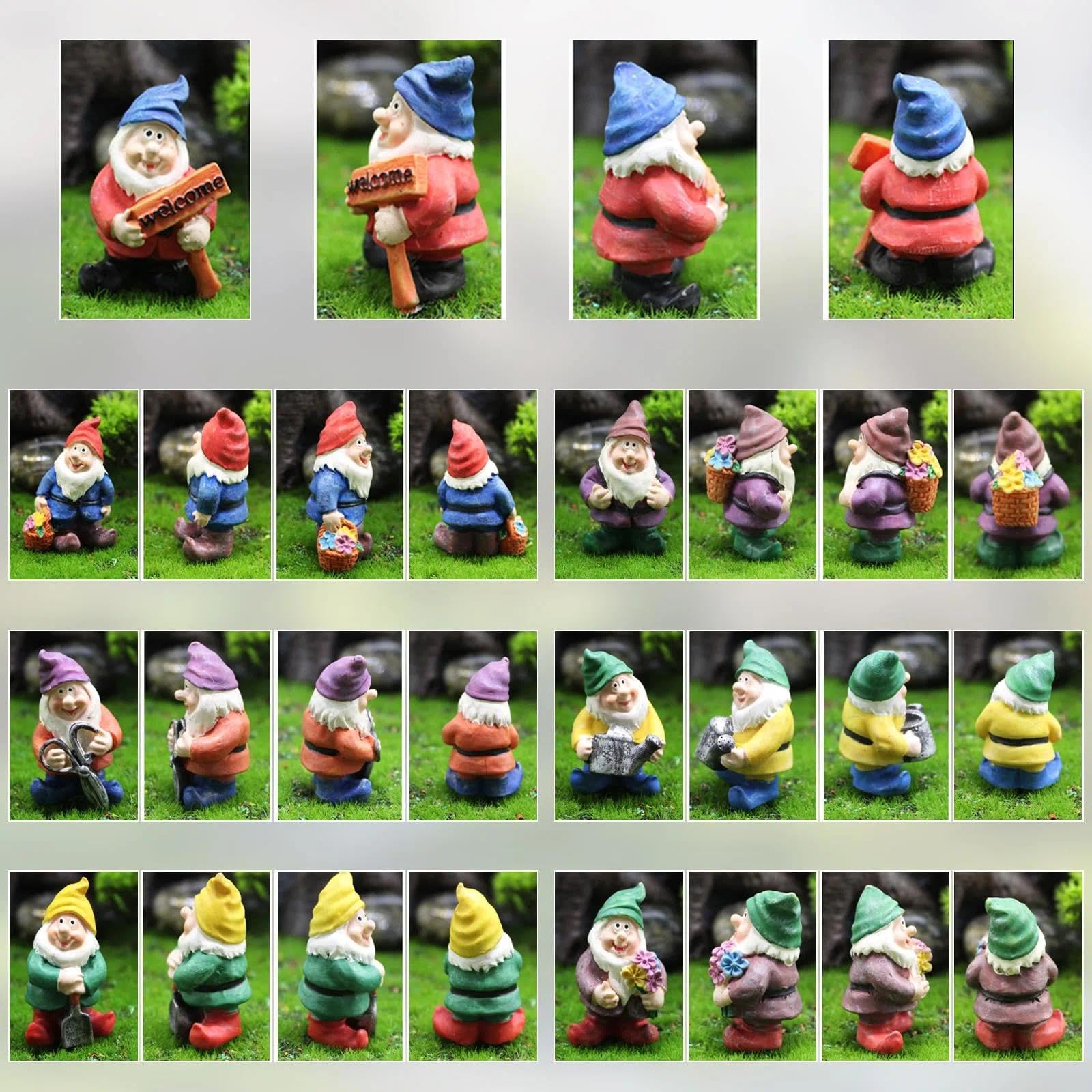 MplehDa miniaturowe krasnoludki ogrodowe, 7 sztuk dekoracji do ogrodu, mini figurka krasnoludka z magicznego ogrodu, figurki krasnoludków z magicznego ogrodu na święta Bożego Narodzenia, do ogrodów