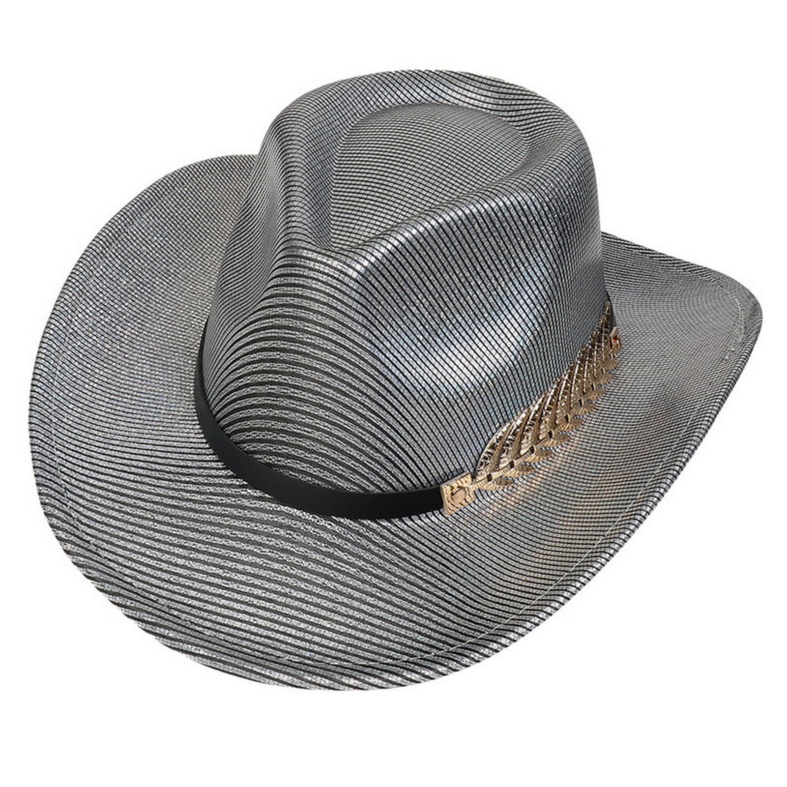 Lifup Glitter Cowboy Hat for Women Men, Sparkly Sequin Cowgirl Hat for Wedding Music Costume Party Grey