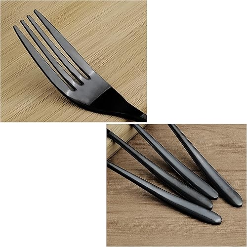 Miniatura 2 de Vababa 16 tenedores de postre de acero inoxidable negro con acabado de espejo, 7.2 pulgadas