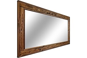 Herringbone Wooden Vanity Mirror for Wall, Rustic Wall Mirror for Bathroom, Entryway