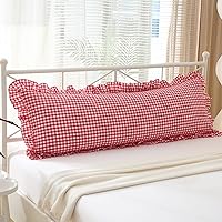 Vista 13 de Paquete de 2 fundas de almohada europeas a cuadros azul polvoriento, blanco, a cuadros, 100% algodón lavado, a cuadros, estilo francés, rústico