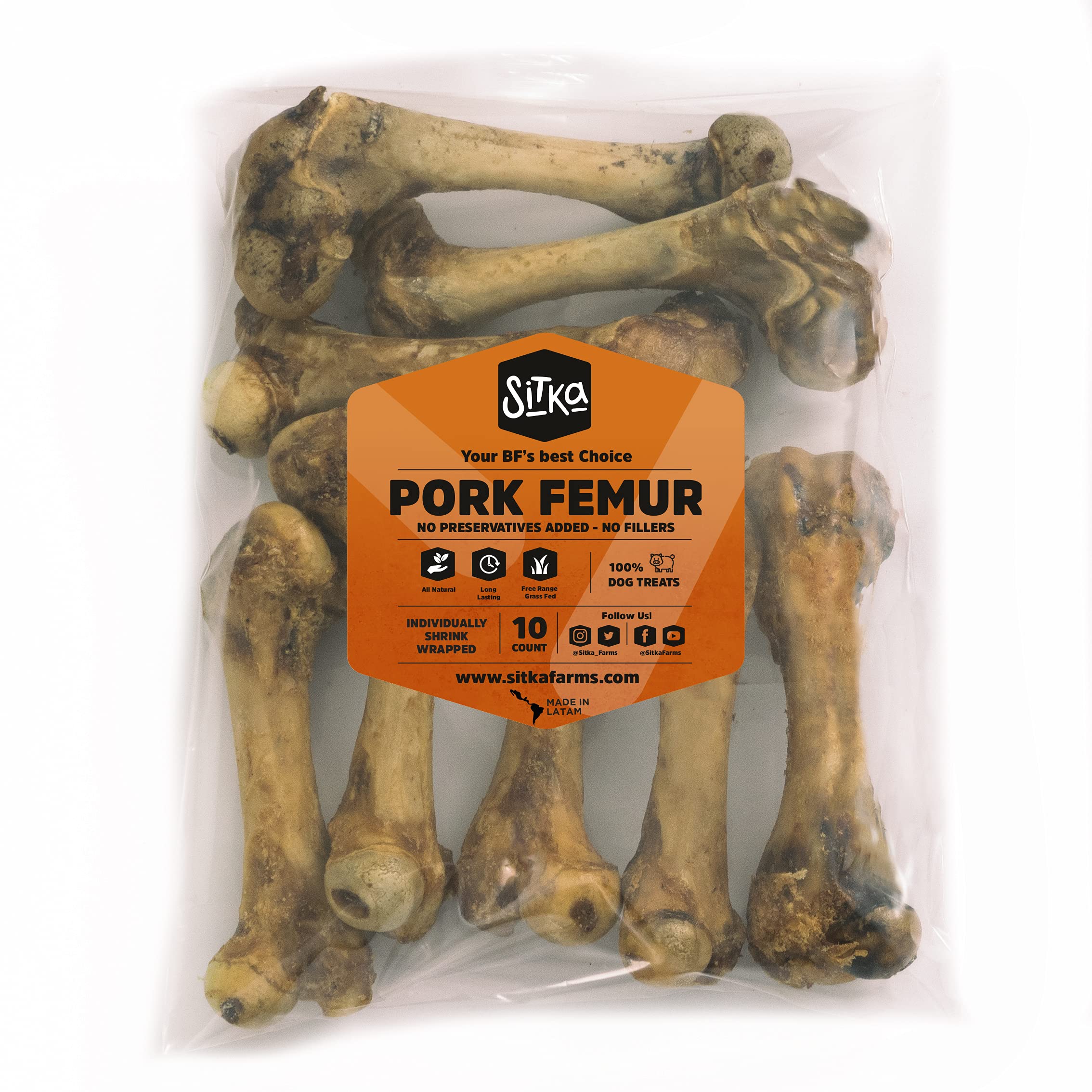 Buy Sitka Farms Premium Pork Femur 67" All Natural Pork Femur Bones