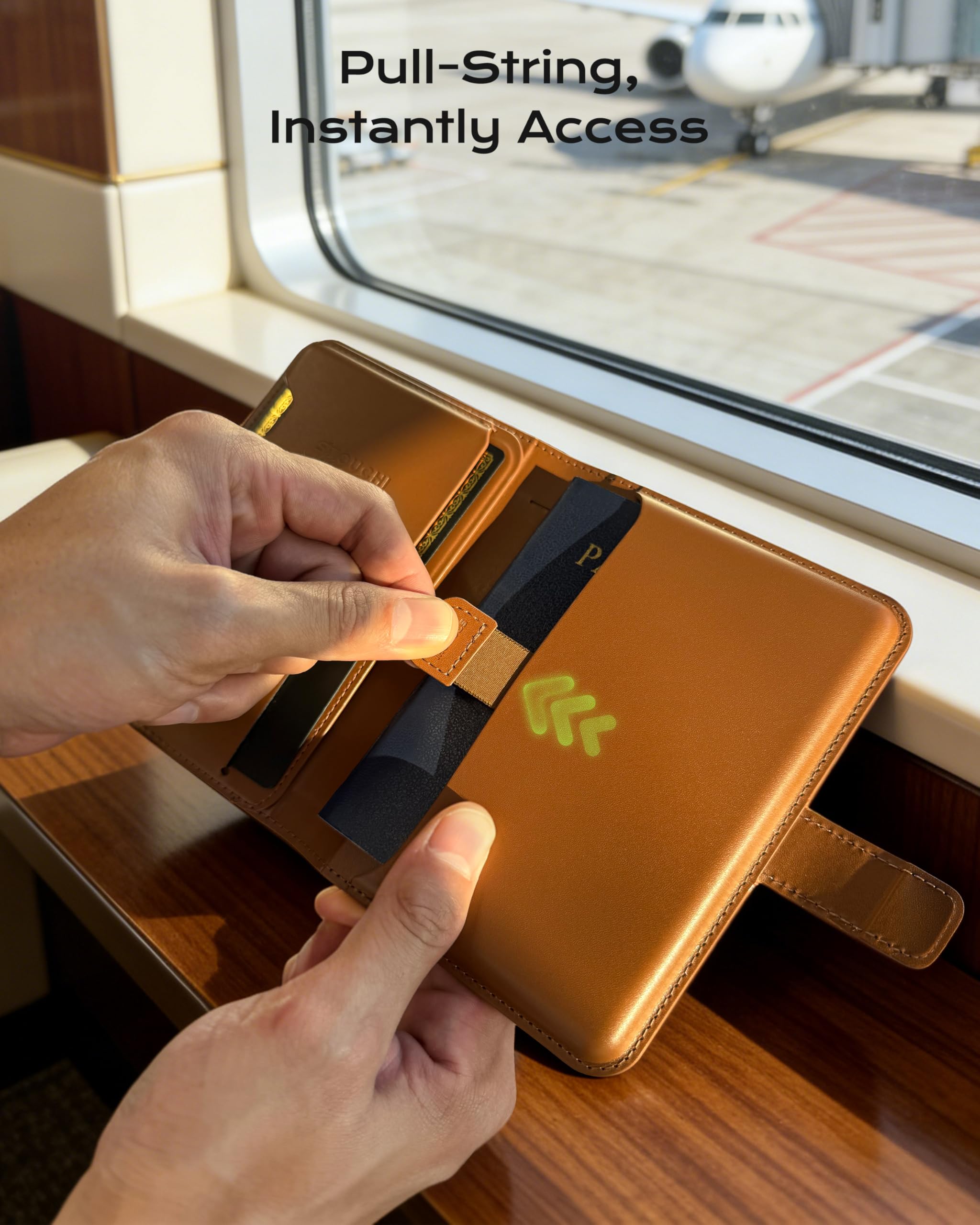 Stouchi Uchwyt na paszport AirTag, Brązowy, Compact, Uchwyt na paszport brązowy