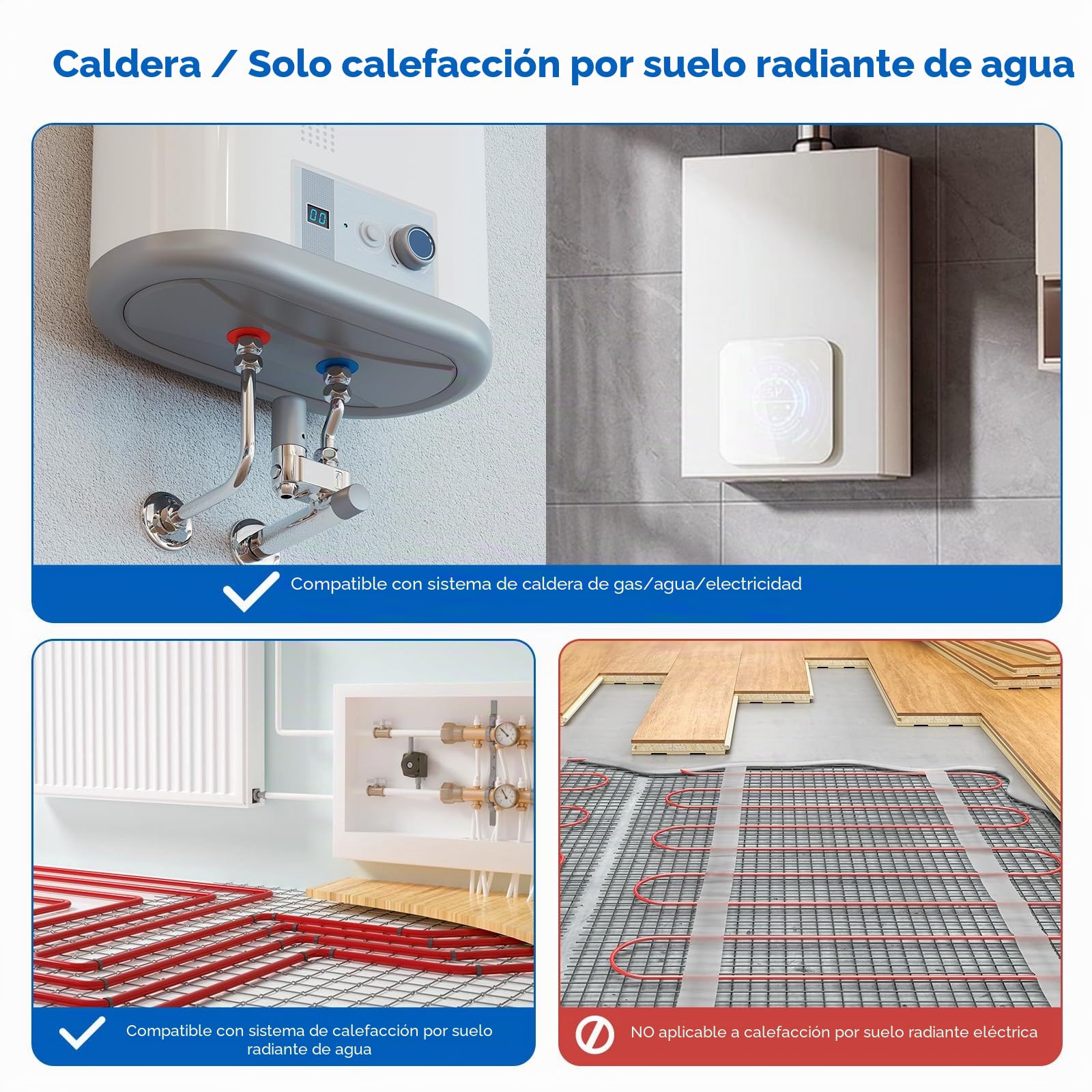 Termostato Calefaccion WiFi con RF Receptor, Termostato Inteligente pilas para caldera de gas,compatible con Alexa y Google, Temporizador Semanal, Función de Memoria, Control por Botones