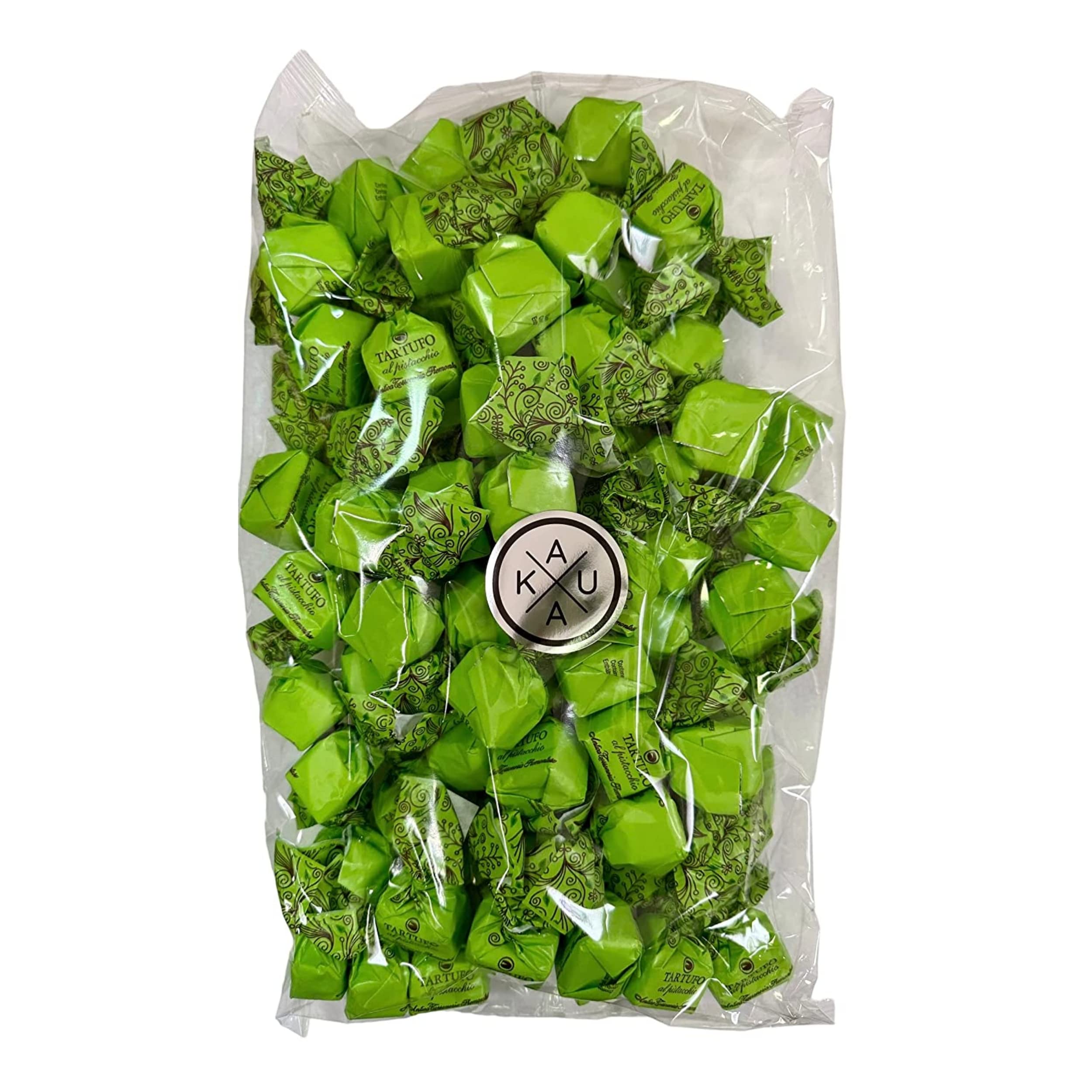 Antica Torroneria Piemontese Tartufi dolci - Italienische Trüffelpralinen 'Tartufi dolci al pistacchio' mit weißer Schokolade und Pistazien, 1 kg Beutel, KAUKAU Edition, 14g je Praline. Glutenfrei.