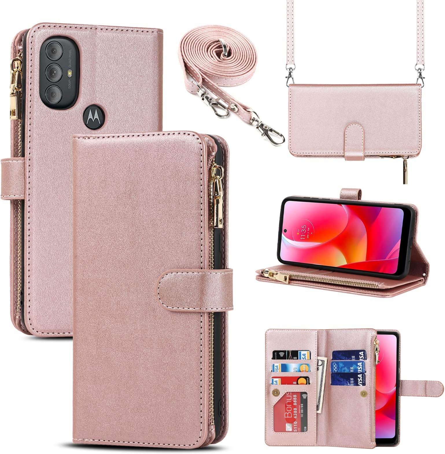 Motorola Moto G7 Power Case Hybrid PU Leather Card Holder - View #4