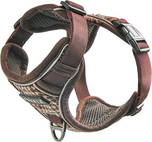 Miniatura 10 de Puppia Conall - Arnés para perro con patrón de pata de gallo, resistente, ajustable, para cuello y pecho, reflectante para perros pequeños y