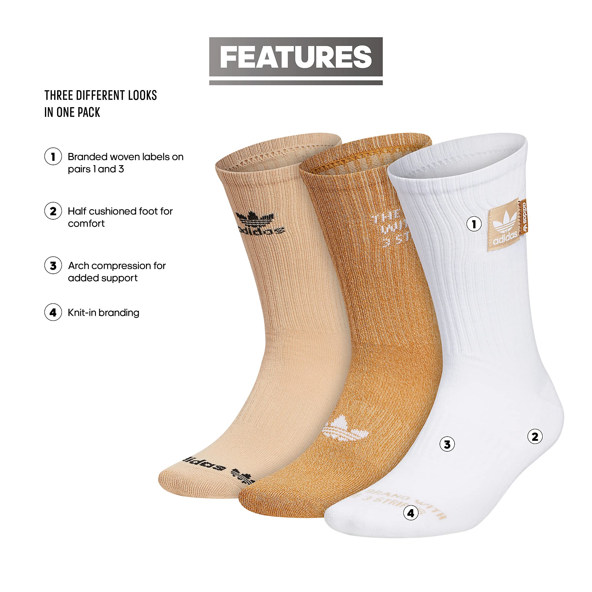 adidas Herren Herren Cushioned Ii 3er Pack Crew Crew-Socken (3er Pack)