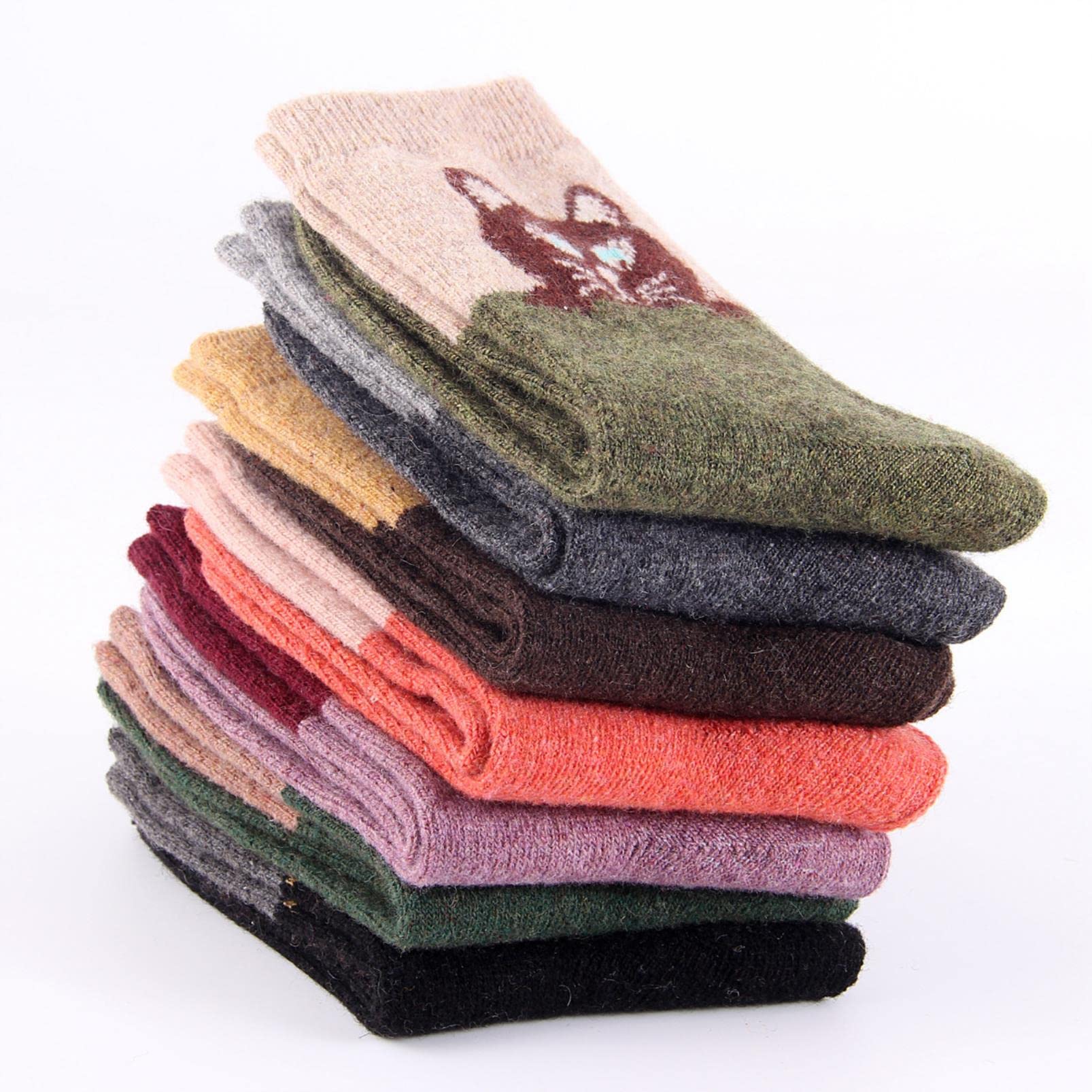 Calzini 12 Paia di Calze da Donna Invernale, Calzini retrò per Gatti Calzini Caldi, Fitti E Comodi Calzini Casual Casuali A Maglia