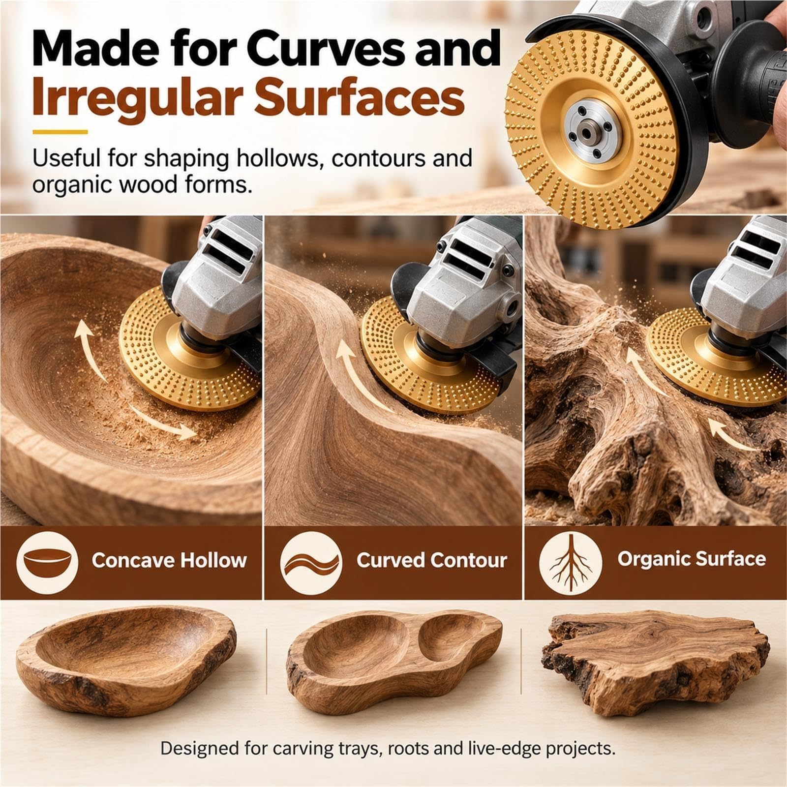 Disco de Carburo de Tungsteno para Tallar Madera, 100mm con Eje de 16/22mm
