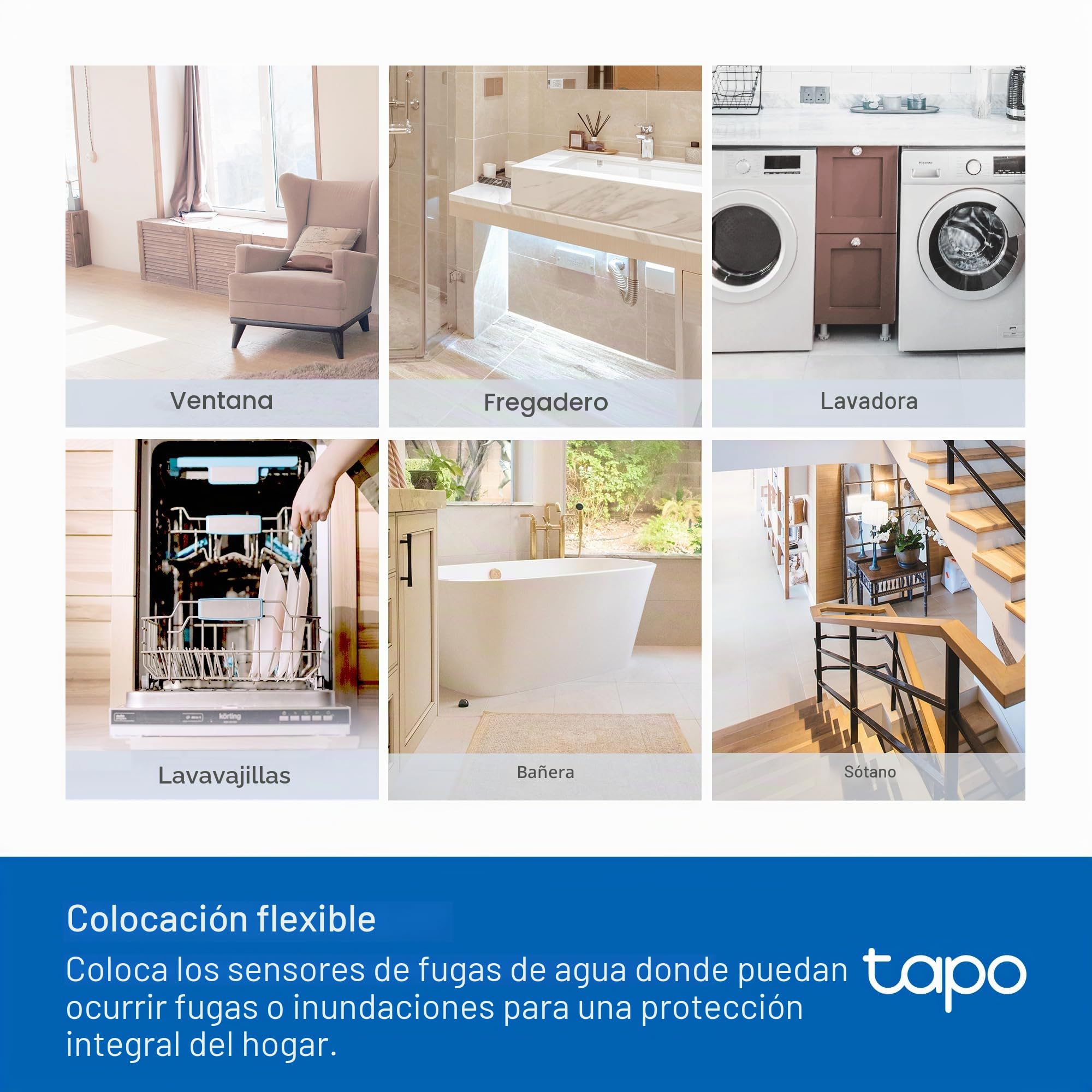TP-Link Tapo Detector de Fugas de Agua Inteligente, Requiere concentrador Tapo y Sensor de Fugas de Agua Wi-FI con detección rápida de Gotas, Alarma Ajustable de 90 DB, alertas