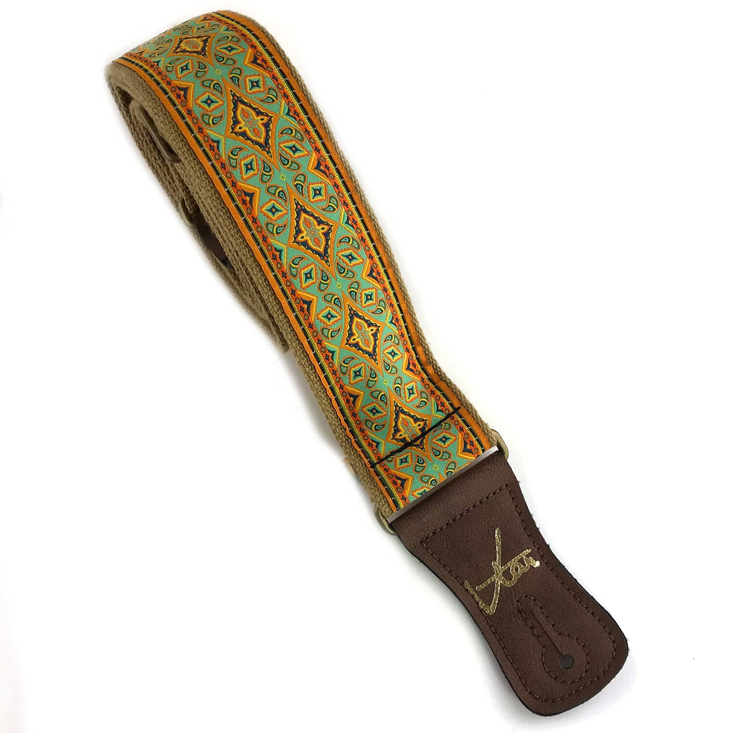 1to1 Music Vtar Guitar Strap - Zappa 60s 70s Magic Carpet Strap Handmade with Vegan Leather